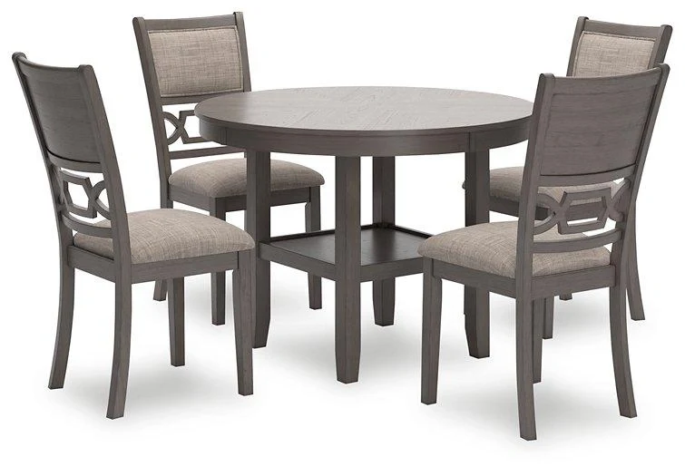 5 Piece Gray Round Dining Set